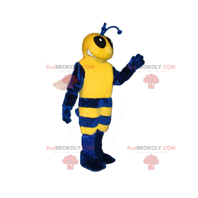 Mascota de abeja azul y amarilla - Redbrokoly.com