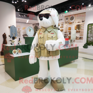 Hvid Army Soldier maskot...