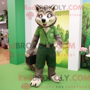 Olive Wolf maskot kostyme...