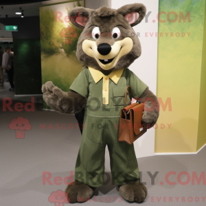 Olive Wolf maskot kostyme...