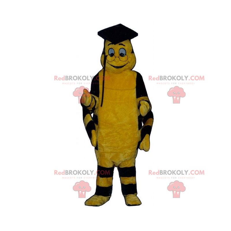 Mascotte d'abeille en tenue de remise de diplôme -