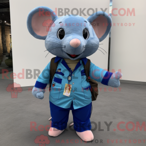 Blå mus maskot kostume...
