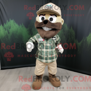 Beige groene baret mascotte...