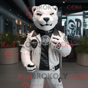 Hvid Jaguar maskot kostume...