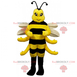 Adorável mascote de abelha com asas brancas - Redbrokoly.com
