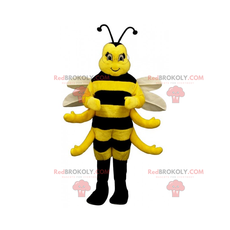 Adorable bee mascot with white wings - Redbrokoly.com