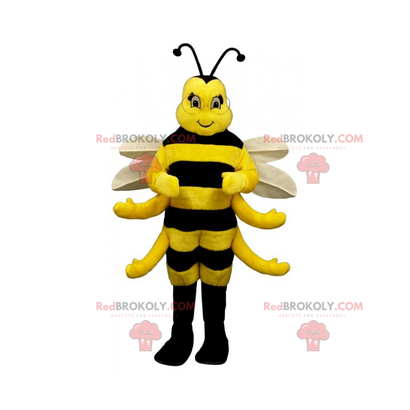 Mascotte d'adorable abeille aux ailes blanches - Redbrokoly.com