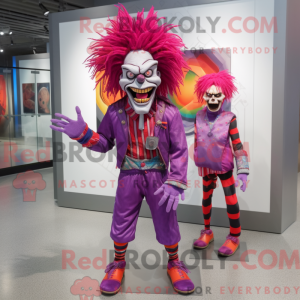 Magenta Evil Clown maskot...