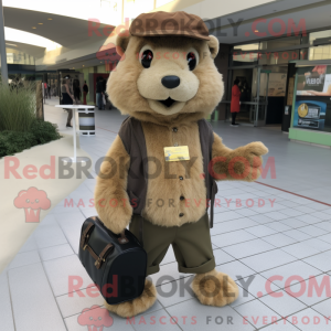 Beige Marmot mascot costume...