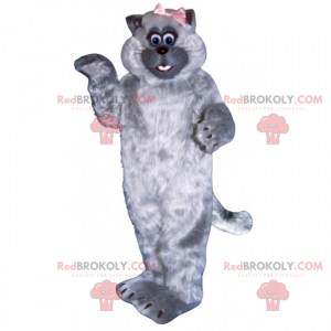 Adorável mascote de gato com pequeno laço - Redbrokoly.com