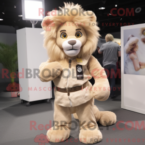 Beige Tamer Lion maskot...