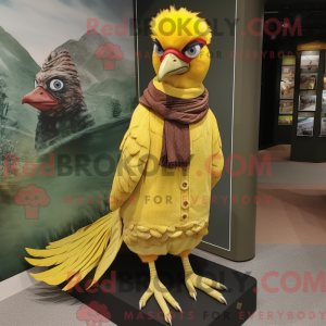 Gul fasan maskot kostume...