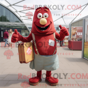 Maroon Currywurst mascot...