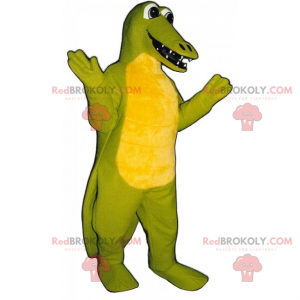 Adorável mascote de dinossauro sorridente - Redbrokoly.com