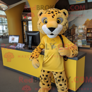 Gul Cheetah maskot kostume...