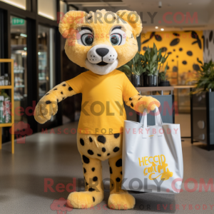 Gul Cheetah maskot kostume...