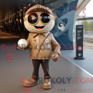 Beige Petanque Ball mascot...
