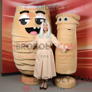 Beige Sushi maskot kostume...