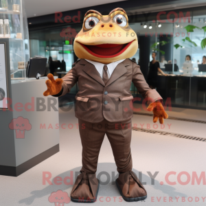 Brun frosk maskotdraktfigur...
