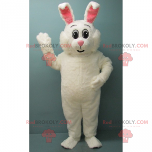 Mascotte d'adorable lapin blanc et oreilles roses -