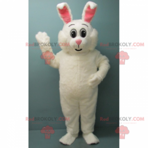 Mascotte adorabile coniglio bianco e orecchie rosa -