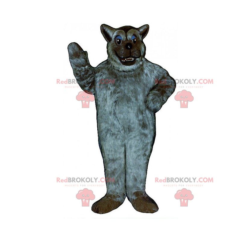 Mascote lobo cinzento com cabelo macio - Redbrokoly.com