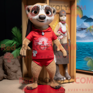 Rød Meerkat maskot kostume...