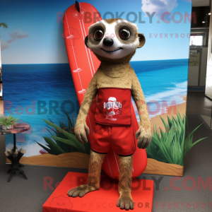 Rød Meerkat maskot kostume...