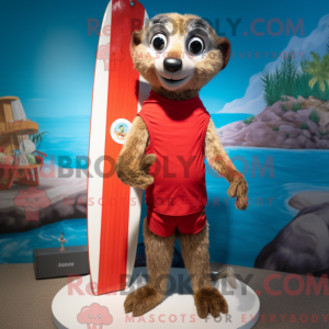 Rød Meerkat maskot kostume...