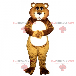 Schattige beer mascotte met een grote glimlach - Redbrokoly.com