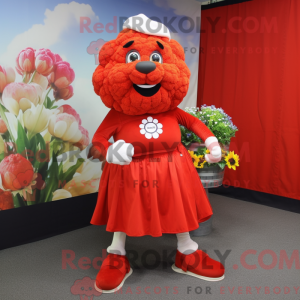 Rød blomkålmaskotkostyme...