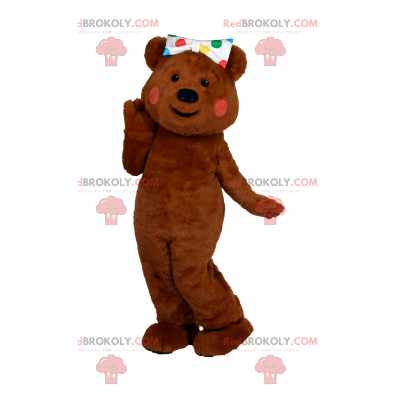 Mascotte d'adorable oursonne avec nœud a pois - Redbrokoly.com Mascotte d'adorable oursonne avec nœud a pois - Redbrokoly.com