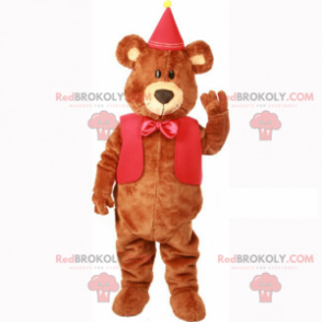 Entzückendes Teddybär-Maskottchen mit Jacke und roter Schleife