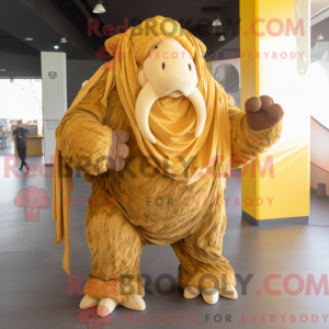 Máscara Gold Mammoth com capuz drapeado e macacão e skjerf - Mascotes de mamute - REBROKO_244616 - RedBrokoly.com