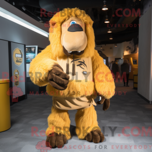 Gold Mammoth maskot kostume...