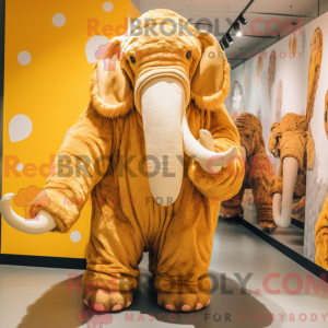Máscara Gold Mammoth com capuz drapeado e macacão e skjerf - Mascotes de mamute - REBROKO_244619 - RedBrokoly.com