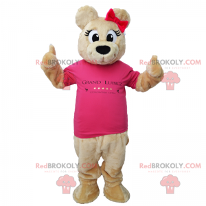 Bedårande nallebjörnmaskot i en t-shirt - Redbrokoly.com