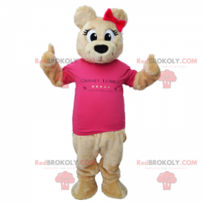 Yndig bamse maskot i en t-shirt - Redbrokoly.com