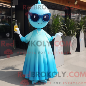 Cyan Champagne Maskottchen...
