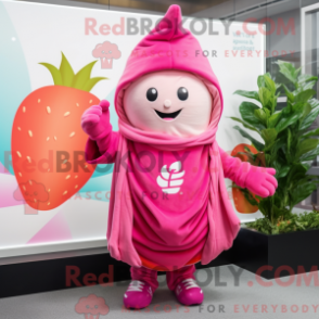 Fantasia de mascote de beterraba cor-de-rosa com corta-vento e lenços - Mascotes rosa - REBROKO_244734 - RedBrokoly.com