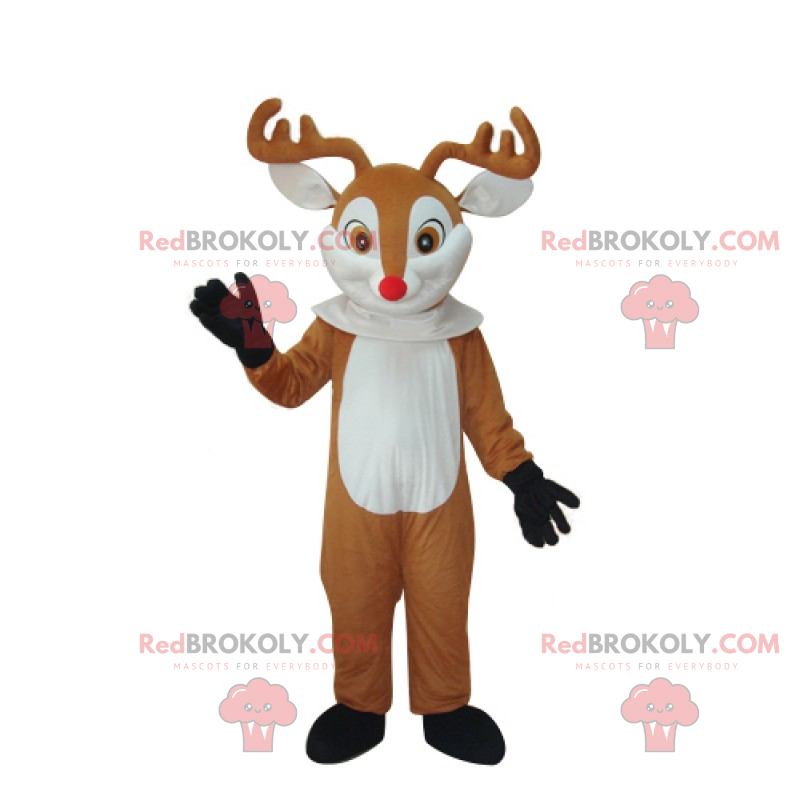 Adorável mascote de rena de nariz vermelho - Redbrokoly.com