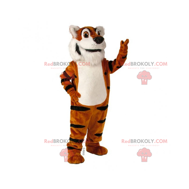 Adorável mascote tigre de barriga branca - Redbrokoly.com