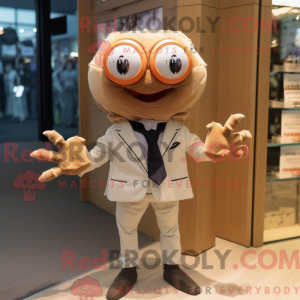 Beige krab mascottekostuum...
