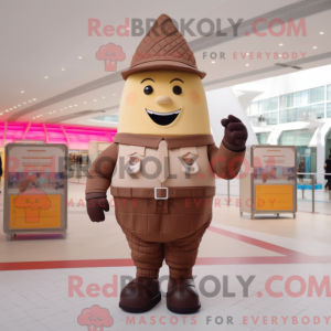 Brown Ice Cream Cone maskot...