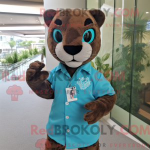 Turquoise Jaguarundi mascot...