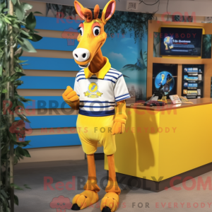Gul Okapi-maskotdraktfigur...