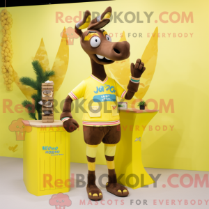 Gul Okapi-maskotdraktfigur...