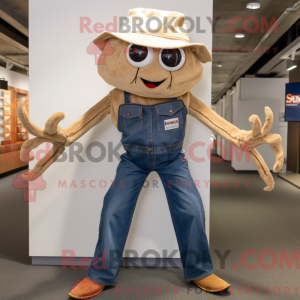 Tan Spider maskot kostume...