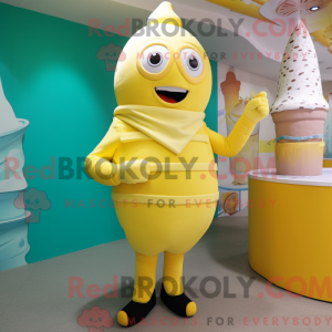 Geel ijs mascottekostuum...