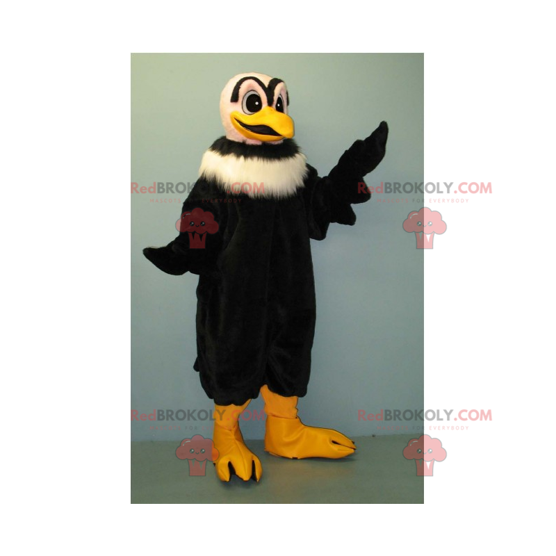 Black vulture mascot with a white collar - Redbrokoly.com